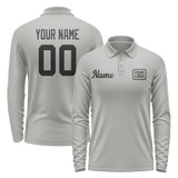 Custom Gray Black Long Sleeve Polo Shirt