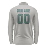 Custom Gray Blue Green Long Sleeve Polo Shirt