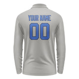 Custom Gray Sky Blue Long Sleeve Polo Shirt
