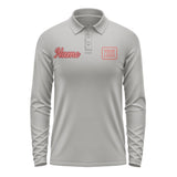 Custom Gray Copper Rose Long Sleeve Polo Shirt