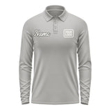 Custom Gray Cream Long Sleeve Polo Shirt