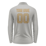 Custom Gray Light Khaki Long Sleeve Polo Shirt