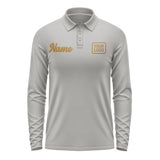 Custom Gray Khaki Long Sleeve Polo Shirt