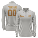 Custom Gray Khaki Long Sleeve Polo Shirt