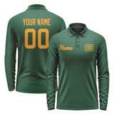 Custom Green Yellow Long Sleeve Polo Shirt