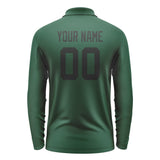 Custom Green Black Long Sleeve Polo Shirt