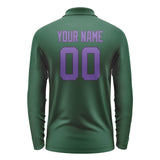 Custom Green Light Purple Long Sleeve Polo Shirt