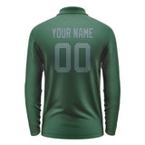 Custom Green Blue Green Long Sleeve Polo Shirt