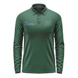 Custom Green Blue Green Long Sleeve Polo Shirt