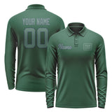 Custom Green Blue Green Long Sleeve Polo Shirt