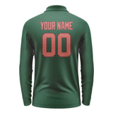 Custom Green Copper Rose Long Sleeve Polo Shirt