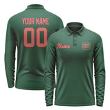 Custom Green Copper Rose Long Sleeve Polo Shirt