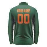 Custom Green Orange Long Sleeve Polo Shirt
