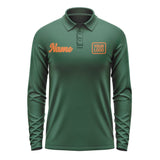 Custom Green Orange Long Sleeve Polo Shirt