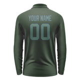 Custom Dark Green Blue Green Long Sleeve Polo Shirt