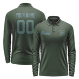 Custom Dark Green Blue Green Long Sleeve Polo Shirt