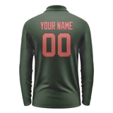 Custom Dark Green Copper Rose Long Sleeve Polo Shirt