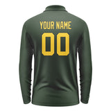 Custom Dark Green Gold Long Sleeve Polo Shirt