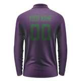 Custom Purple Green Long Sleeve Polo Shirt