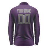 Custom Purple Dark Grey Long Sleeve Polo Shirt