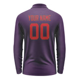 Custom Purple Red Long Sleeve Polo Shirt