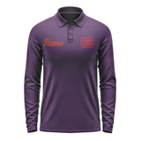 Custom Purple Red Long Sleeve Polo Shirt