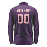 Custom Purple Light Pink Long Sleeve Polo Shirt