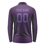 Custom Purple Light Purple Long Sleeve Polo Shirt