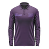 Custom Purple Light Purple Long Sleeve Polo Shirt