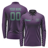 Custom Purple Blue Green Long Sleeve Polo Shirt