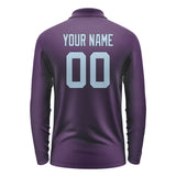 Custom Purple Light Blue Long Sleeve Polo Shirt