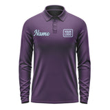 Custom Purple Light Blue Long Sleeve Polo Shirt