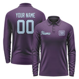 Custom Purple Light Blue Long Sleeve Polo Shirt