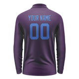 Custom Purple Sky Blue Long Sleeve Polo Shirt