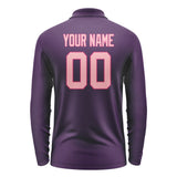 Custom Purple Light Pink Long Sleeve Polo Shirt