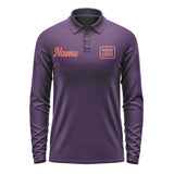 Custom Purple Copper Rose Long Sleeve Polo Shirt
