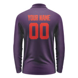 Custom Purple Orange Red Long Sleeve Polo Shirt