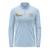 Custom Light Blue Khaki Long Sleeve Polo Shirt