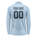 Custom Light Blue Blue Long Sleeve Polo Shirt