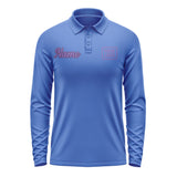 Custom Sky Blue Light Purple Long Sleeve Polo Shirt