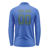 Custom Sky Blue Blue Green Long Sleeve Polo Shirt