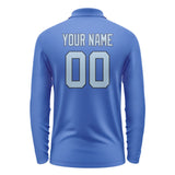 Custom Sky Blue Light Blue Long Sleeve Polo Shirt