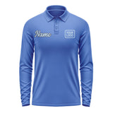 Custom Sky Blue Light Blue Long Sleeve Polo Shirt