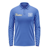 Custom Sky Blue Cream Long Sleeve Polo Shirt