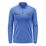 Custom Sky Blue Blue Long Sleeve Polo Shirt
