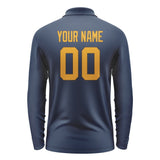 Custom Blue Yellow Long Sleeve Polo Shirt