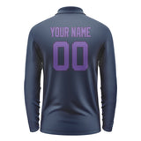 Custom Blue Light Purple Long Sleeve Polo Shirt