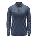 Custom Blue Blue Green Long Sleeve Polo Shirt