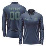 Custom Blue Blue Green Long Sleeve Polo Shirt