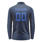 Custom Blue Sky Blue Long Sleeve Polo Shirt